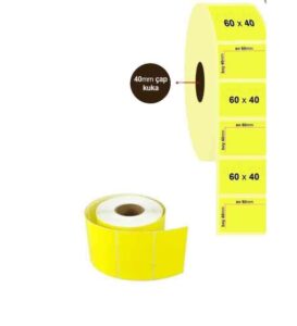 40x60mm Eczane Etiketi Sarı Termal Etiket 1000 Sarım