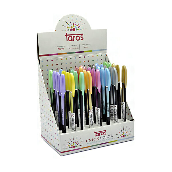 Taros Unick Color metalize jel kalemin gövde ve uç yandan bakışla duruşu